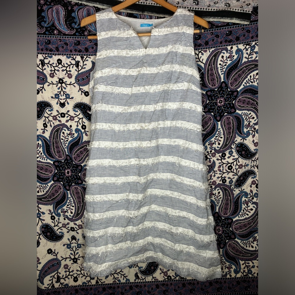 J McLaughlin Arroyo linen fringe midi dress